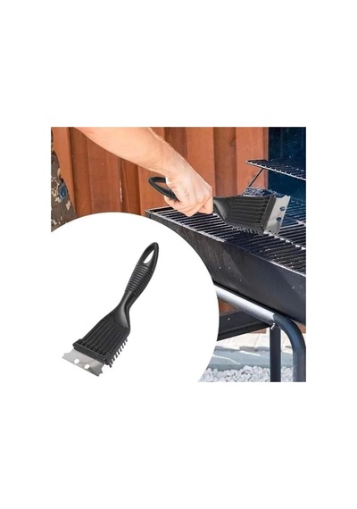 Mangal Barbekü Temizleme Paslanmaz Çelik Mangal Temizlik Fırçası Ergonomik Saplı 2 Si 1 Arada Barbekü Izgara Temizleyici Dayanıklı Ve Etkili Tasarım