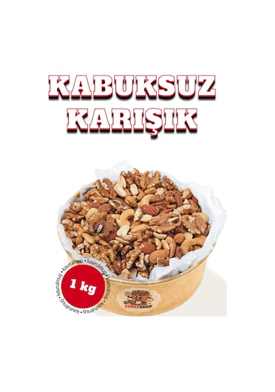 Kavrulmuş Kabuksuz Karışık Kuruyemiş 1 Kg - Lüks Çerez Kaju, Badem, Ceviz, Yer Fıstığı 1 KG