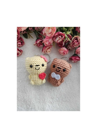 Amigurumi Oyuncak Anahtarlık Hediyelik Sevgili Ayıcıklar 6-7 Cm - 2 Adet