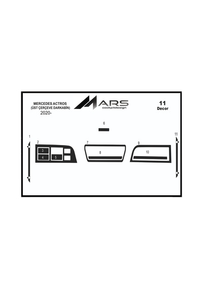 Mercedes Actros Torpido Kaplama 2003-2011 11 Parça Piano Black