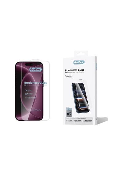 İphone 17 Pro Uyumlu Go Des Borderless Temperli Cam Ekran Koruyucu Şeffaf