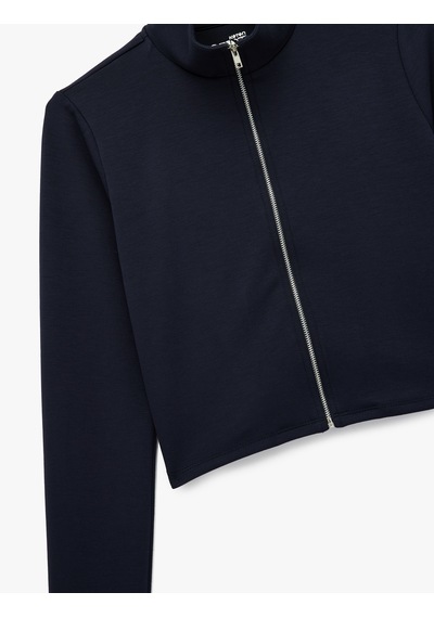 Koton Fermuarlı Rahat Kalıp Uzun Kollu Spor Sweatshirt Lacivert 6wak20018nk Lacivert