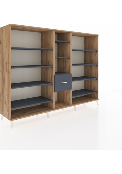 Hyperion Dolap 11 Raflı 3 Çekmeceli 220x44x163 Çam-antrasit Çam-antrasit Hyperion Dolap 11 Raflı 3 Çekmeceli 220x44x163 Çam-antrasit Çam-antrasit