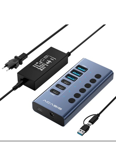 Acasis Hb06 Pro 6 Port 10gbps Usb 3.2 Hub Type-c/type-a 48w Adaptörlü Alüminyum Kasa Acasis Hb06 Pro 6 Port 10gbps Usb 3.2 Hub Type-c/type-a 48w Adaptörlü Alüminyum Kasa