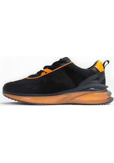 G-max Black Siyah Turuncu Sneaker Erkek Süet Ayakkabı 001