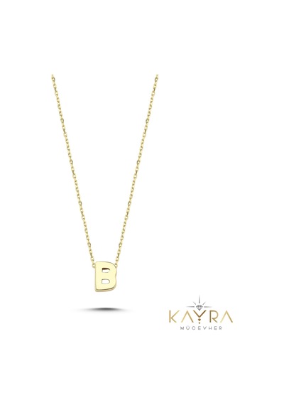 Kayra Mücevher Sade B Harfi Altın Kolye Bm109
