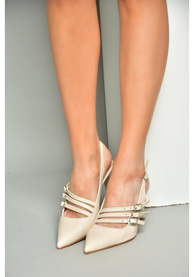 Fox Shoes R654218309 Bej İnce Topuklu Kadın Ayakkabı Bej
