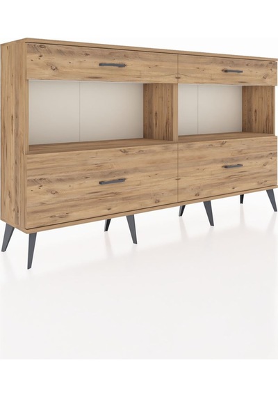 Arges Konsol 2 Raflı 4 Çekmeceli 176x30x99 Çam-çam Çam-çam