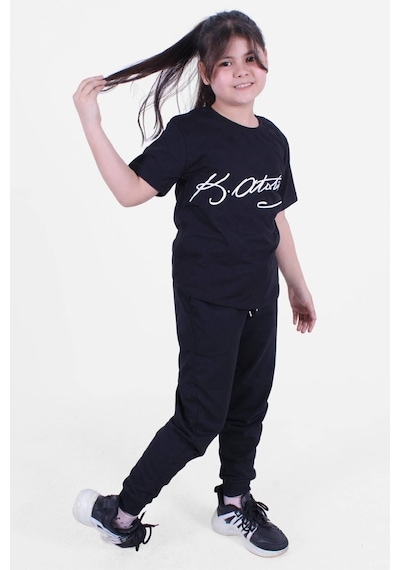 Fyk Kids Atatürk-ımza-bayrak Baskılı Unisexs Takım Siyah - İmza Siyah