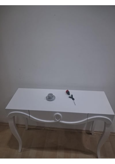Dresuar Cnc Kabartma 90680 Model Kayın Ağacı Aslan Lükens Ayak Parlak Beyaz