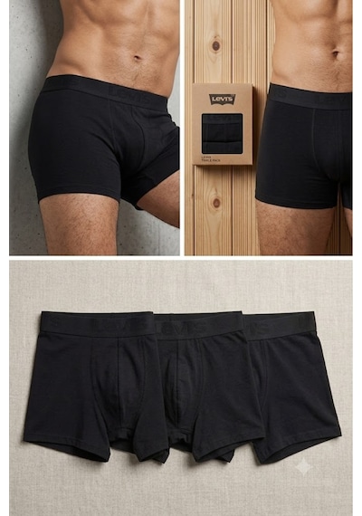 Levi's 3'lü Erkek Siyah Boxer Koyu Siyah