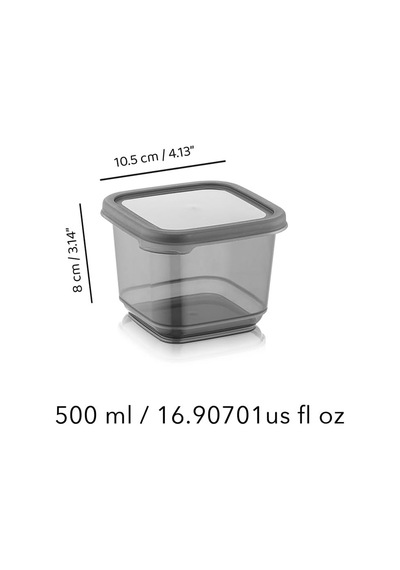 12'li Etiketli Kapaklı Kare Erzak Saklama Kabı Antrasit 12 X 0.50 Lt Çok Renkli