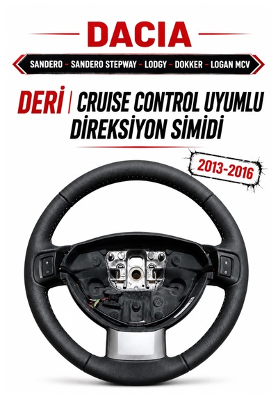 Sandero Stepway Logan Mcv Dokker Lodgy Hız Sabitleyici Uyumlu Deri Direksiyon Simidi 484006206r