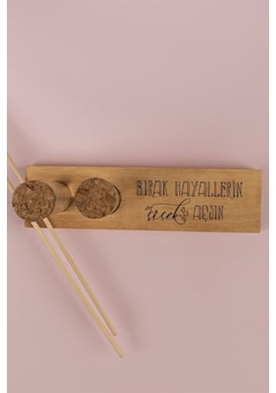 Hayellerin Çiçek Açsın Mottolu Dekoratif Set - Bambu Oda Kokusu Şişesi Standart