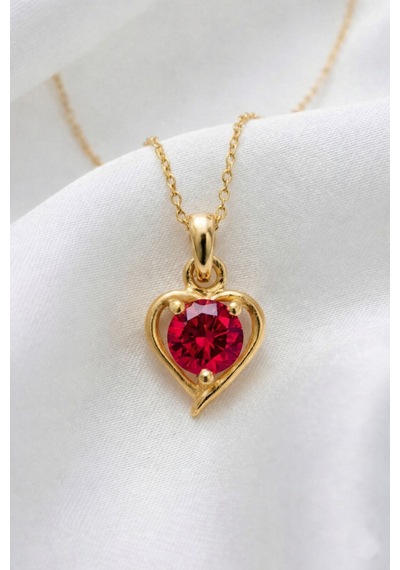Çekirdekjewelry 925 Ayar Gümüş Altın Kaplama Kalp Modeli Kolye Sarı Garnet