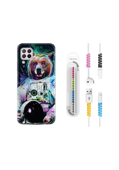 Huawei P40 Lite Kılıf Kablo Koruyuculu Astronot Panda 1755