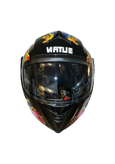 Vırtue Vizörlü Devil Icon Star Çene Açılır Motosiklet Kaskı Siyah