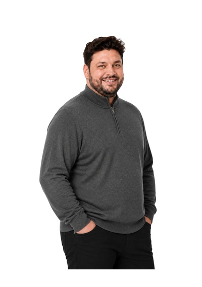 Battalmoda Erkek Büyük Beden Füme Fermuarlı Dik Yaka Pamuklu Kazak 3xl-4xl-5xl-6xl