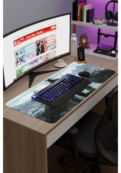 Skyrim Kaymaz Dikişli Kauçuk Oyuncu Mousepad V1 - 90x40 Xxl Gaming Mouse Pad Fare Altlığı