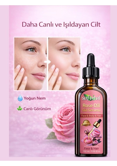 Safvital Gül Özlü Serum 100 Ml B5 Vitaminli Yoğun Nem Işıltı Veren Cilt Ve Saç Bakım Serumu Etkili