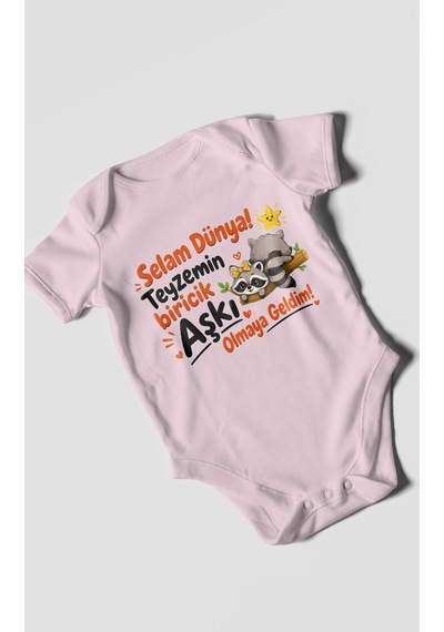 Morivokids Teyzeye Özel Kısa Kollu Bebek Body %100 Pamuk Zbn189-kk Bebe Pembe