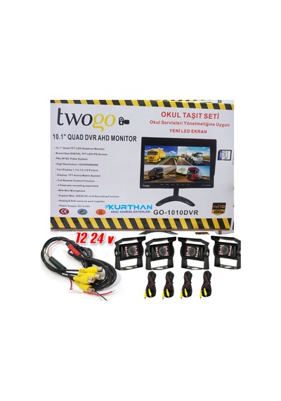 12-24 Volt Uyumlu 10'' Dvr Monitör Ve 4 Adet Kamera Seti