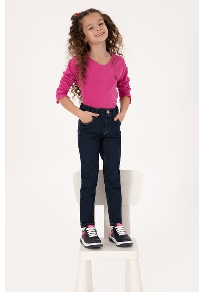 U.s. Polo Assn. Kız Çocuk Koyu Mavi Pantolon Jean 50317873-dn0023 Dark Blue