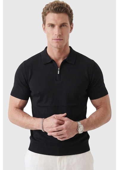 Deepsea Erkek Siyah Slim Fit Nefes Alan Pamuklu Polo Yaka Tişört Dar Kesim Likralı Triko Tişört 2505001 Siyah Deepsea Erkek Siyah Slim Fit Nefes Alan Pamuklu Polo Yaka Tişört Dar Kesim Likralı Triko Tişört 2505001 Siyah