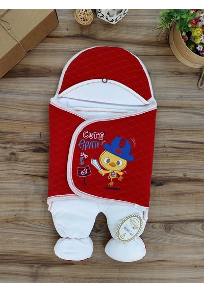 Bebek Kundak Battaniyesi Ayaklı Dış Bebek Kundağı Hastane Çıkışı Kundak Battaniye Unisex Kırmızı