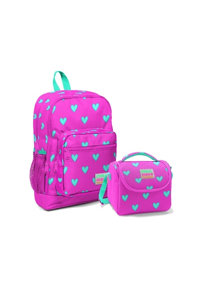 Coral High Kız Pembe Kalpler Çocuk İlkokul Okul Sırt Çantası Ve Beslenme Çanta Seti
