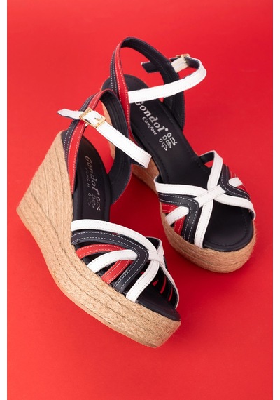 Gondol Kadın Hakiki Deri Dolgu Topuk Platform Sandalet Ell.4389 Tommy