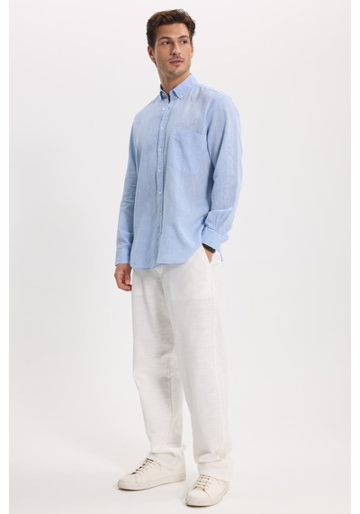 Tudors Erkek Regular Fit Klasik Kesim Oversize Pamuklu Keten Doku Düğmeli Yaka Mavi Gömlek-42585 Tudors Erkek Regular Fit Klasik Kesim Oversize Pamuklu Keten Doku Düğmeli Yaka Mavi Gömlek-42585