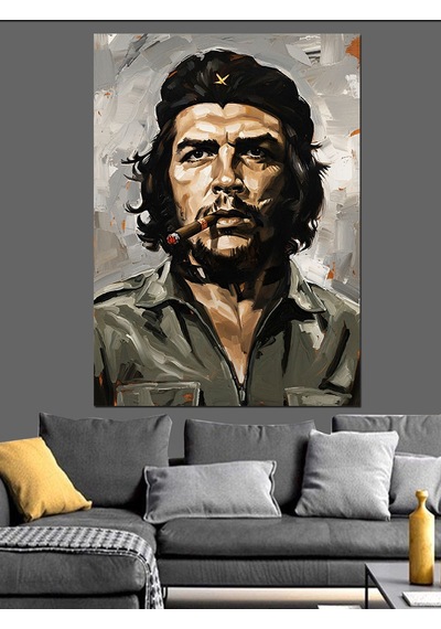 Savaşçı Che Guevara Portre Dekoratif Kanvas - Mdf Ahşap Tablo