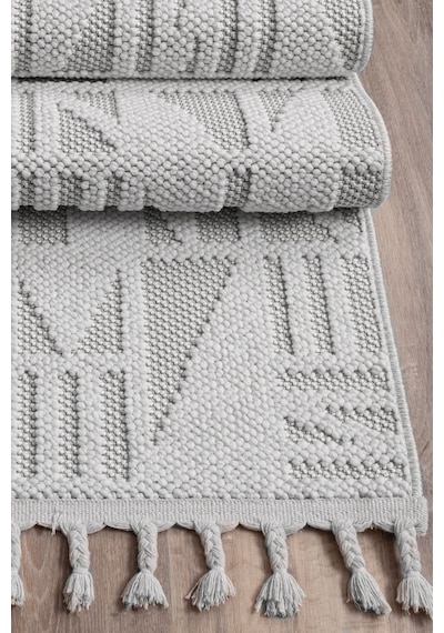 Saraz Halı Bukle11883 Beyaz Yumuşak Dokulu Halı Kilim Salon Mutfak Koridor Kesme Yolluk Dokuma Makine Halısı Beyaz