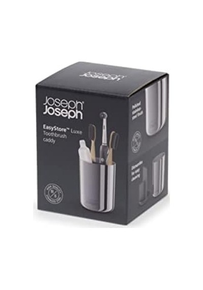 Joseph Easystore - Lüks Paslanmaz Çelik Diş Fırçası Tutucu Caddy Banyo Depolama, Standart Çelik Siyah