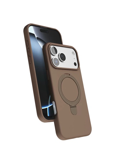 Newface Apple Uyumlu iPhone 17 Pro Regal Magsafe Standlı Kapak - Çöl Titanyum Kılıf