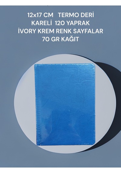 12x17 Cm Termo Deri Kareli 120 Yaprak İvory Krem Renk Sayfalar 70 Gr Kağıt Gri