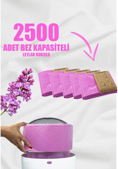 Korbell 16 L Kirli Bebek Bezi Kovaları İle Uyumlu 2500 Bebek Bezi Kapasiteli Amber Kokulu 5 Paket Yerli Çöp Poşeti