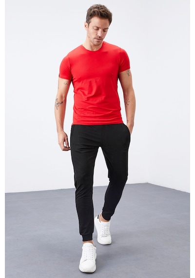 Tommy Life Siyah Fermuar Cepli Dar Kalıp Jogger Erkek Eşofman Alt - 84343 Siyah