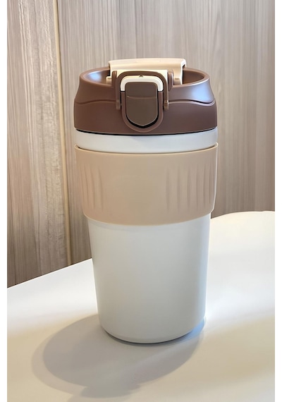 316 L Çelik Kahverengi 450 Ml Pipetli Soğuk Sıcak Kahve El Termos Mug Cin847khv Kahverengi