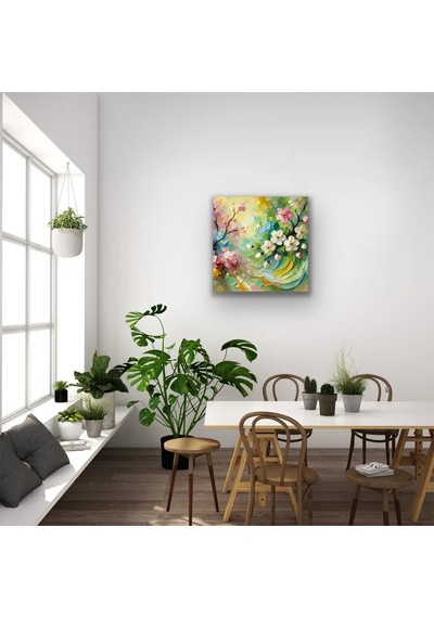 İlkbahar Mevsimi Kanvas Tablo 60x60cm Çok Renkli