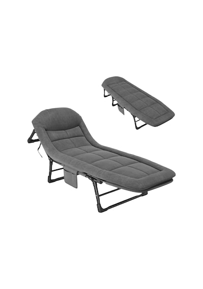 Sunup Sn-26975 Taşınabilir Ayarlanabilir 5 Kademe Sünger Kamp Yatak Şezlong Kazayağı Gri