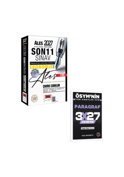 2027 Yargı 2027 Ales Sayısal Sözel Yetenek Son 11 Sınav Çıkmış Sorular+evp Akademi 3x27 Paragraf Deneme