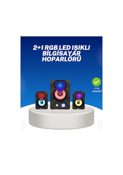 Ilkeshop Rgb Işıklı Usb Hoparlör Seti 9w Çıkış Gücü Derin Bas