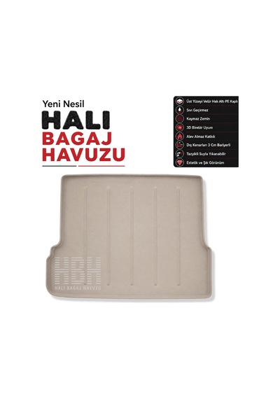 Toyota Land Cruıser Prado 2014-2024 Arası Halı Bagaj Havuzu Bej Renk