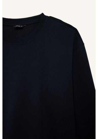 Defacto Boxy Fıt Bisiklet Yaka Pike Sweatshirt H1001ax26spnv64 Lacivert-nv64