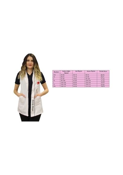 Gömlek Yaka Kadın Kısa Boy - Kolsuz Doktor Önlüğü Öğretmen Önlük
