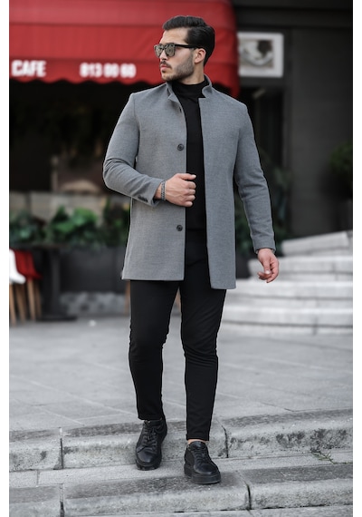 Mero Life Erkek Gri Yeni Sezon Kaşe Kaban-Gri