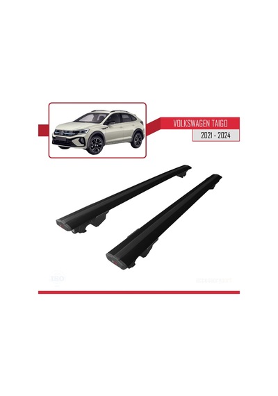 Volkswagen Taigo 2021 Ve Sonrası İle Uyumlu Hook Model Anahtar Kilitli Ara Atkı Tavan Barı Siyah
