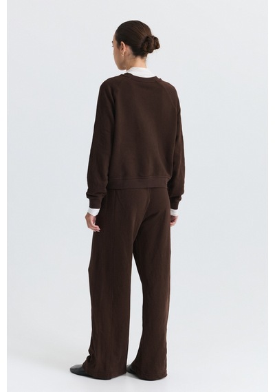 Antioch Bisiklet Yaka Sweatshirt Ve Geniş Paça Pantolon Takım Koyu Kahverengi